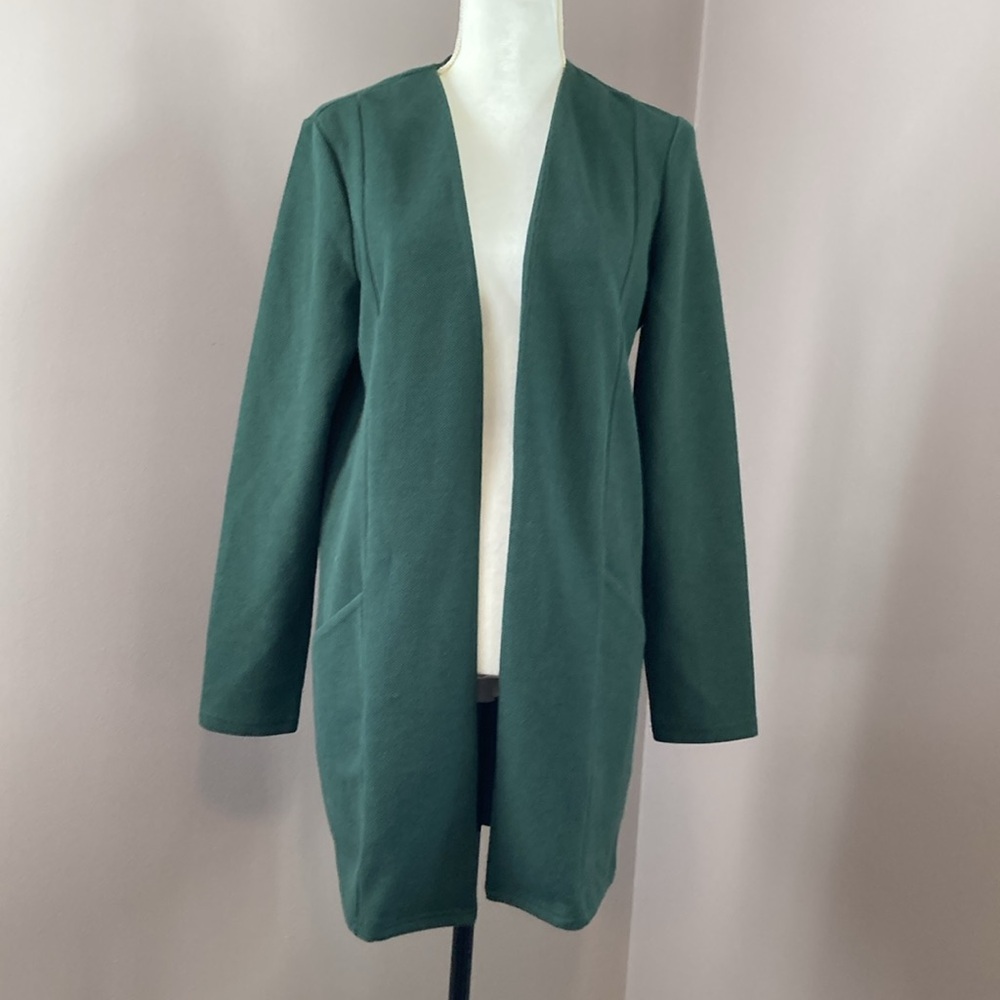 Vila Dark Green "Coatigan" Open Front Long Cardigan